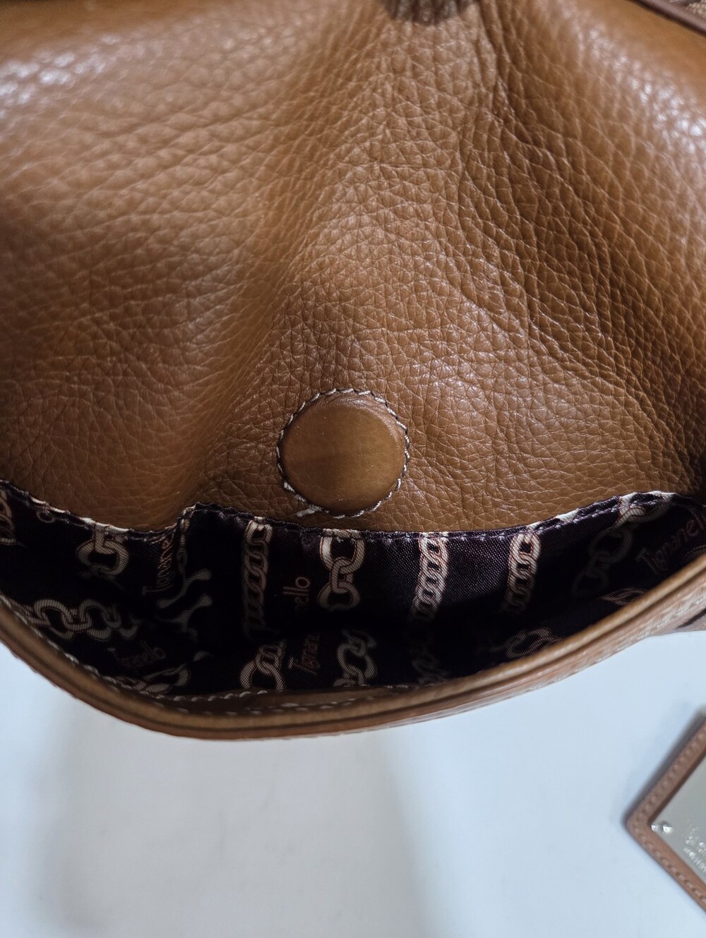 Tignanello Hobo Bag Warm Cognac Brown Leather Silver Trims - Picture 8 of 15